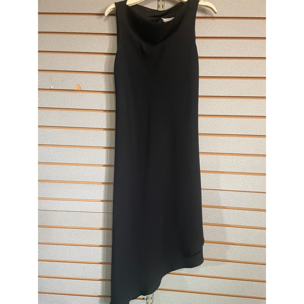 S.L. Fashions Black Sleeveless Asymmetrical Hem Midi Dress Size 12
